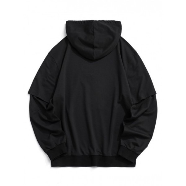 Streetwear Letter Faux Twinset Hoodie