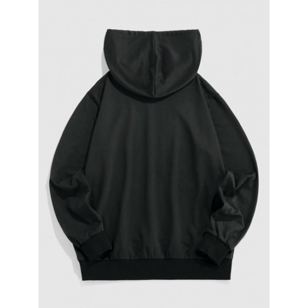 Wing Pattern Kangaroo Pocket Hoodie
