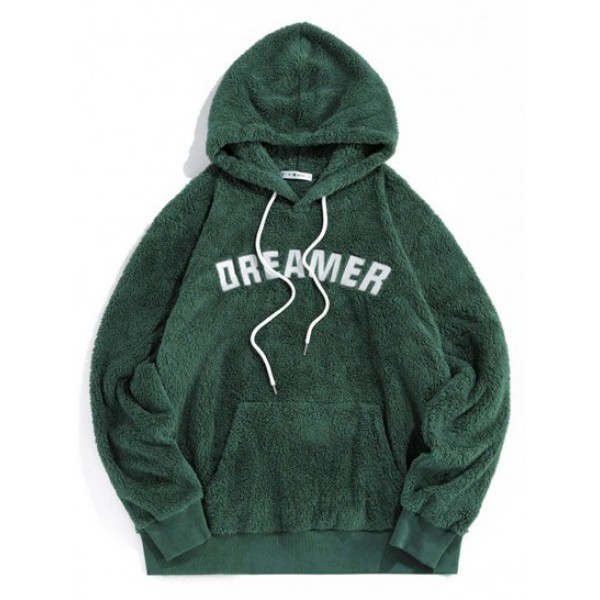 Letter Pattern Fluffy Hoodie And Pants Two Piece Set Letter Pattern Fluffy Hoodie And Pants Two Piece Set