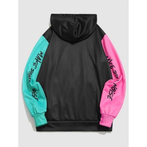 Make Some Noise Slogan Colorblock Hoodie