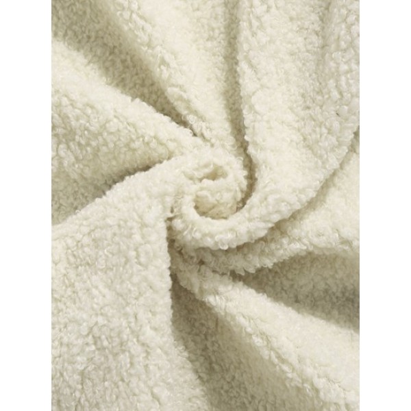 Striped Quarter Zip Fluffy Teddy Faux Fur Vintage Hoodie Striped Quarter Zip Fluffy Teddy Faux Fur Vintage Hoodie